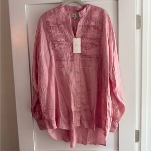 Milly Pink Button-Up Blouse